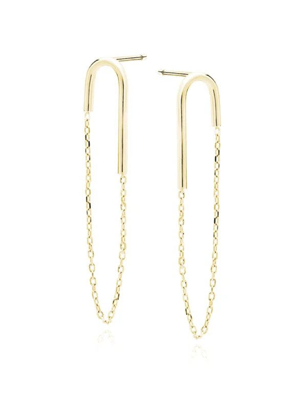 Paauksuoti auskarai grandinėlės