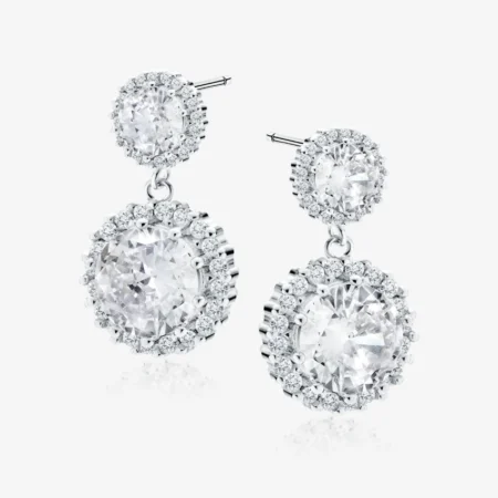 Puošnūs sidabriniai auskarai su cirkoniu