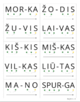 Skaitymo ir skiemenavimo kortelės PDF