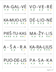 Skaitymo ir skiemenavimo kortelės PDF